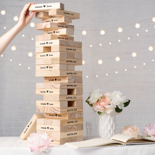 Love personalized names and date topple tower
