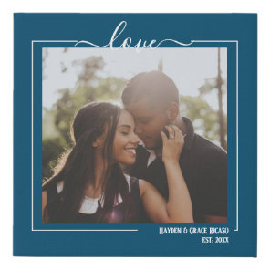 Love Personalized Photo and Text Typography Faux Canvas Print