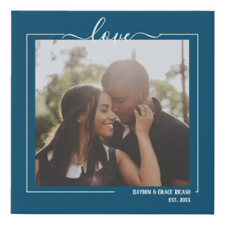 Love Personalized Photo and Text Typography Faux Canvas Print