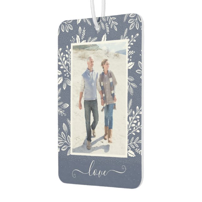 LOVE Personalized Photo Blue Car Air Freshener (Left)