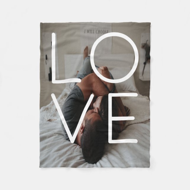 LOVE  personalized photo couples Fleece Blanket (Front)