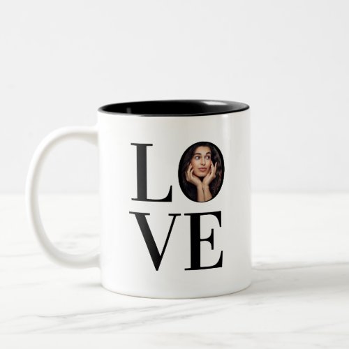 LOVE Personalized photo Two_Tone Coffee Mug