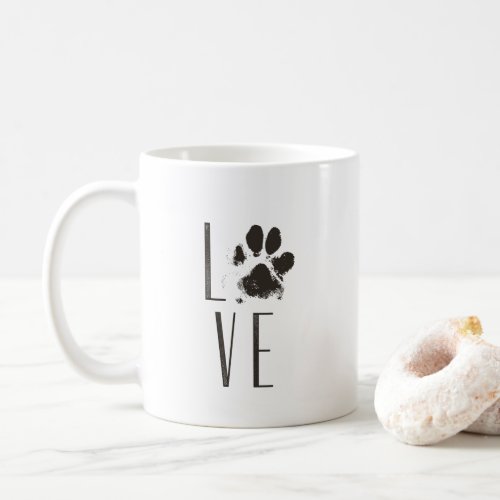 Love Pet Paw Print Brown Grunge Typography Coffee Mug