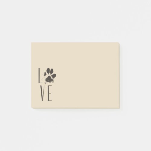 Love Pet Paw Print Brown Grunge Typography Post_it Notes