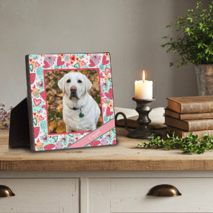 Love Pet Red Pink Heart Photo Customized Name Plaque