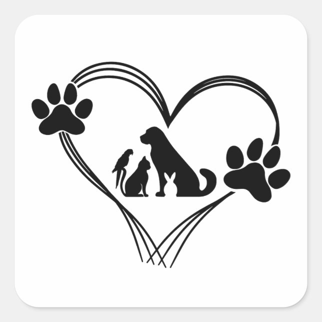 Love Pets paws  Square Sticker (Front)