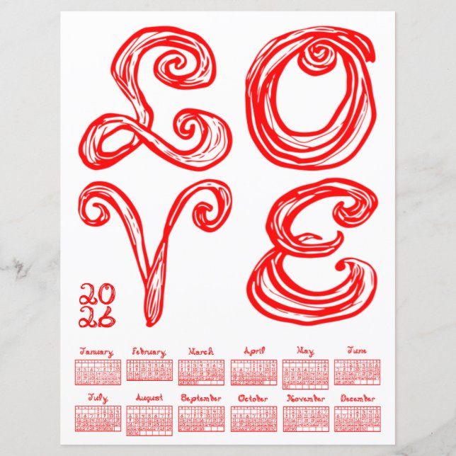 LOVE Philly Art Inspired Fabric Font 2026 Calendar (Front)