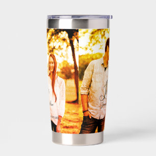 Love photo add name est. Date year wedding couple  Insulated Tumbler