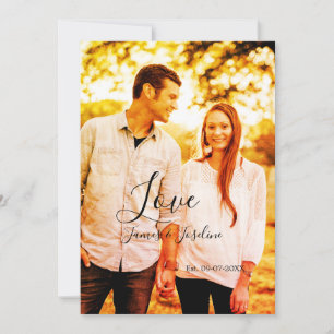 Love photo add name est. Date year wedding couple  Invitation