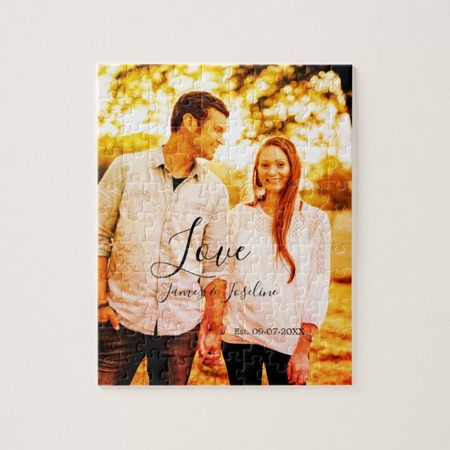 Love photo add name est. Date year wedding couple  Jigsaw Puzzle (Vertical)