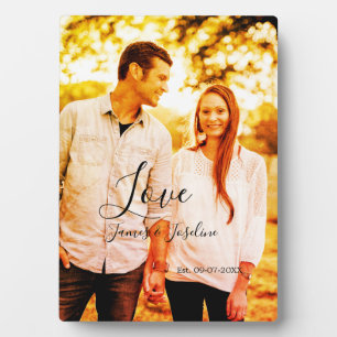 Love photo add name est. Date year wedding couple Plaque