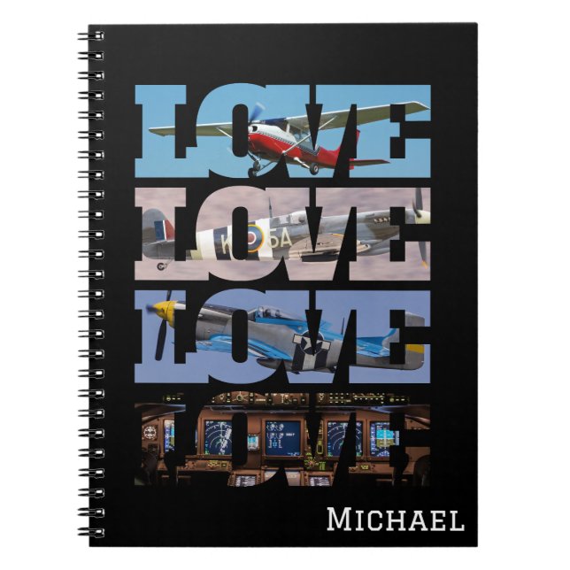 LOVE Photo Airplane, Aviation, Minimalist  Notebook (Front)