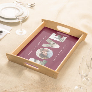 Love Photo Burgundy Simple Modern Personalized Serving Tray