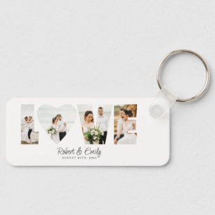 Love Photo Collage 4 Photos Anniversary Gift Keychain