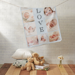 Love Photo Collage Baby Boy Blanket