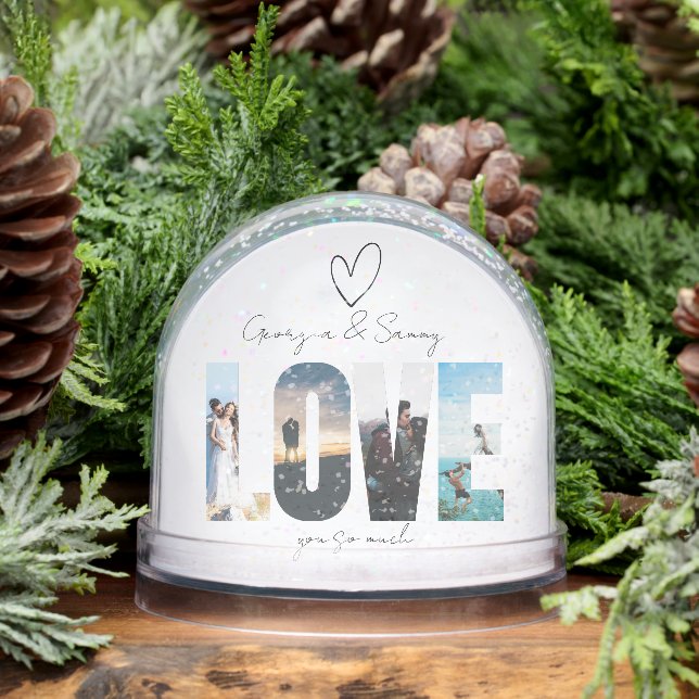 LOVE Photo Collage Christmas Snow Globe (Winter)