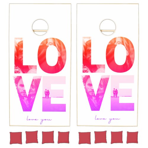 Love Photo Collage Cornhole  Bag Toss Cornhole Set