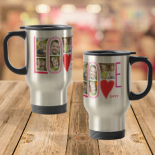 LOVE Photo Collage Cute Valentine's Day Travel Mug