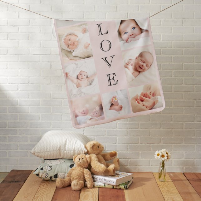 Love Photo Collage Girl Baby Blanket (In Situ)