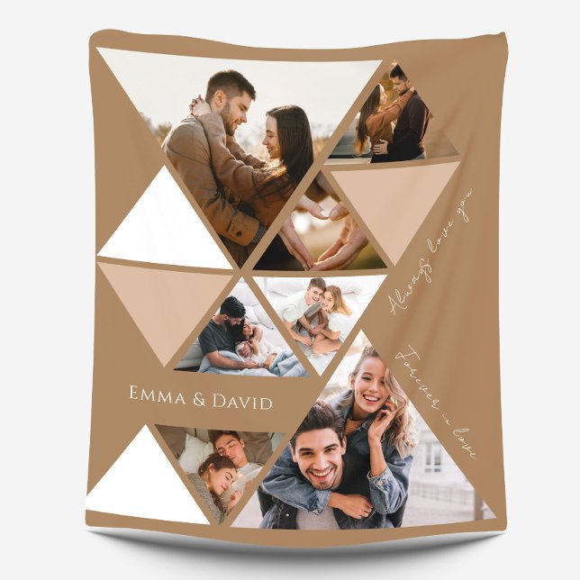Love Photo Collage Modern Elegant Fleece Blanket (Creator Uploaded)