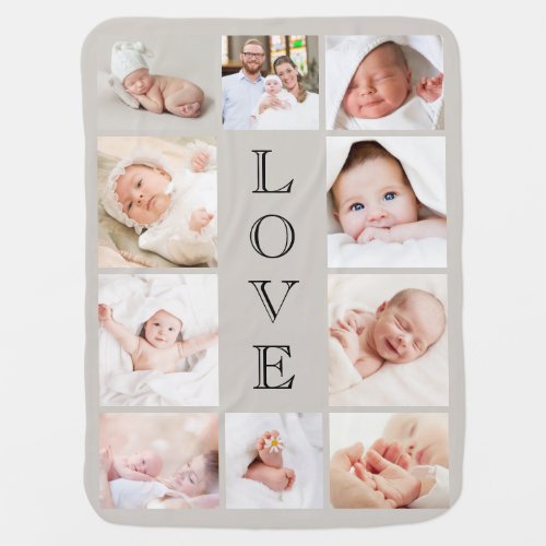Love Photo Collage Taupe Baby Blanket