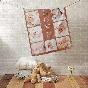 Love Photo Collage Terracotta Baby Blanket