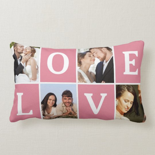 Love Photo Collage Valentine's Day Lumbar Pillow