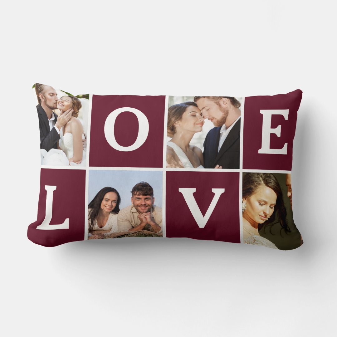 Love Photo Collage Valentine's Day Lumbar Pillow Zazzle