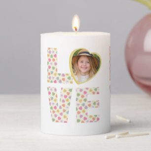 LOVE Photo Keepsake Candle Pastel Candy Hearts