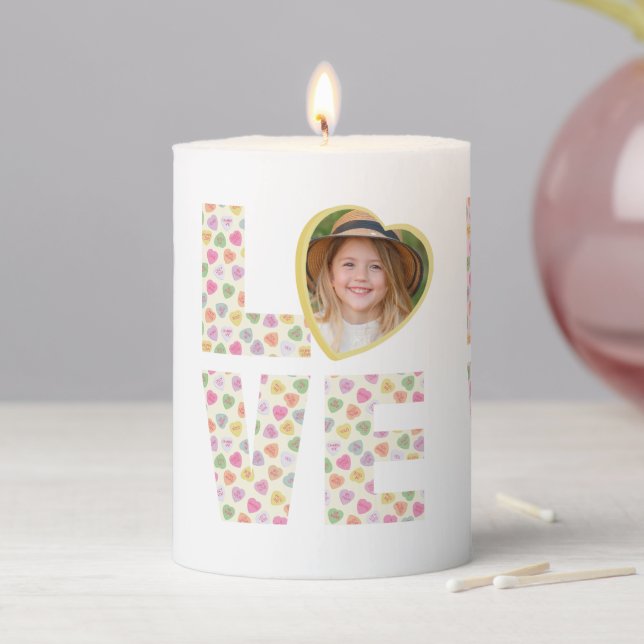 LOVE Photo Keepsake Candle | Pastel Candy Hearts  (In Situ)