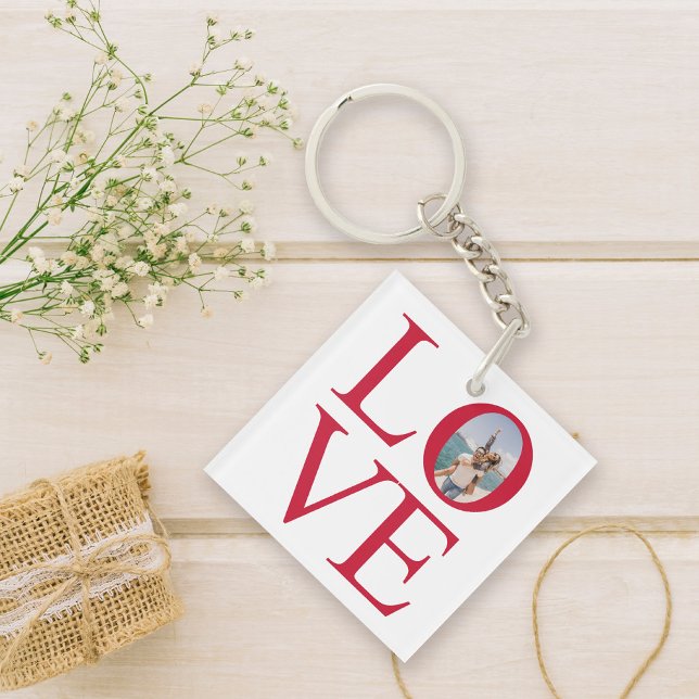 Love Photo Keychain (Celebrate your love with this keychain that features Love in a classic font with a photo in the "o".)