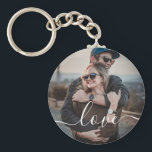 Love Photo Simple Keychain<br><div class="desc">Simple keychain with your photo and modern handwritten font.</div>