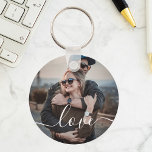 Love Photo Simple Keychain<br><div class="desc">Simple keychain with your photo and modern handwritten font.</div>