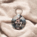 Love Photo Simple Keychain<br><div class="desc">Simple keychain with your photo and modern handwritten font.</div>