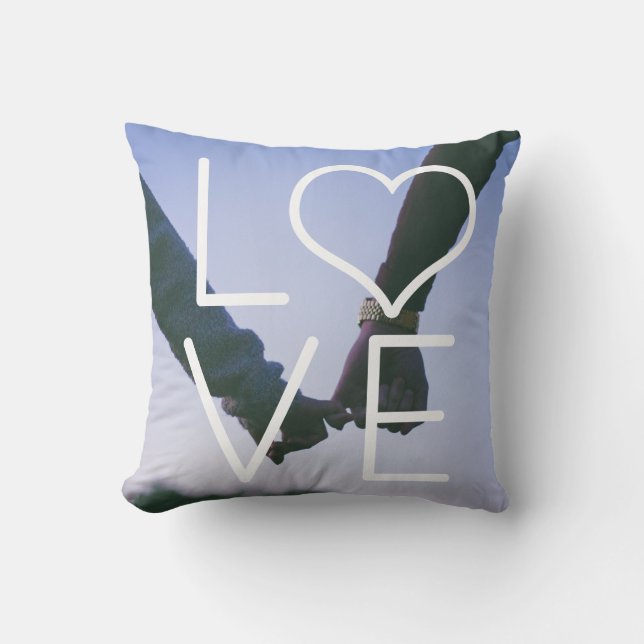 Love Photo Template Personalized Couples Heart Throw Pillow (Front)