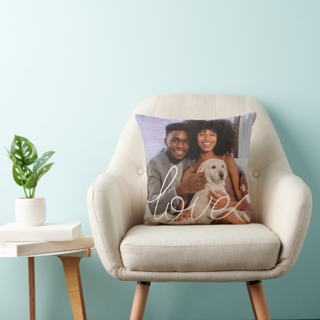 Love Photo Template Personalized Couples Throw Pillow (Chair)