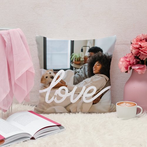 Love Photo Template Personalized Couples Throw Pillow