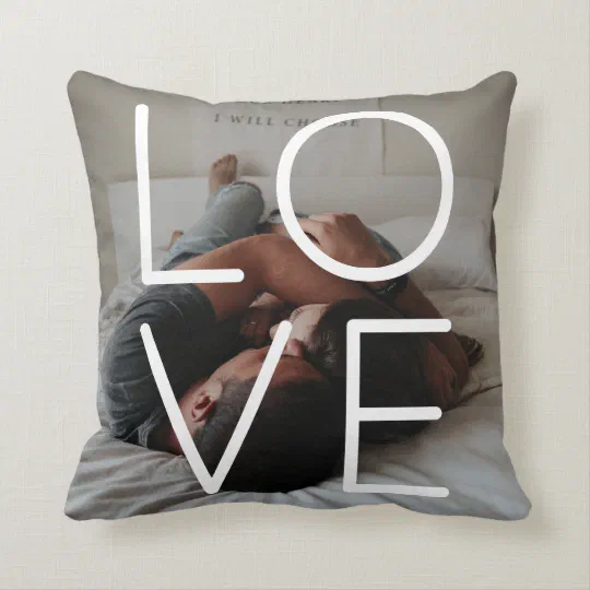 undefined | Love Photo Template Personalized Couples Throw Pillow