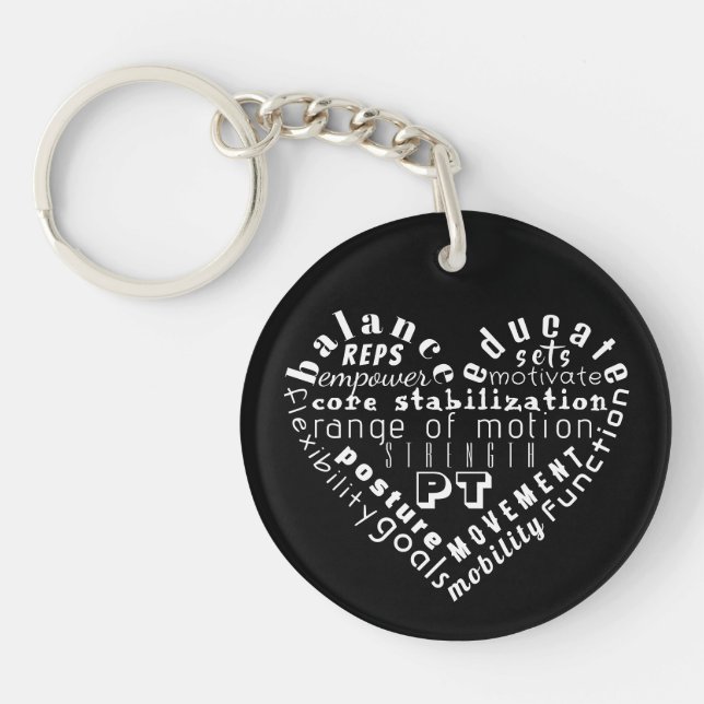 Love Physical Therapy Heart Word Art Keychain (Front)