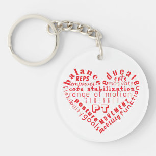 Love Physical Therapy Heart Word Art Keychain