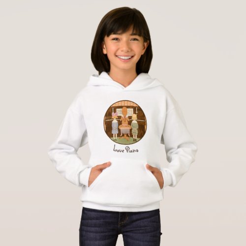 LOVE PIANO FRENCH PIANO LESSON VINTAGE KIDS CHOIR HOODIE