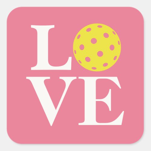 LOVE Pickleball Bubblegum Pink Square Sticker