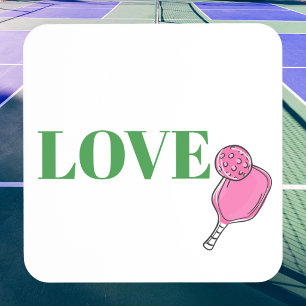 LOVE Pickleball / Green LOVE with Pink Paddle Ball Beverage Coaster