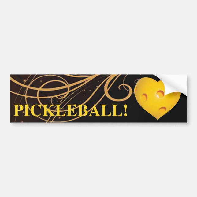 Love Pickleball! Heart Bumper Sticker with Swirl (Front)