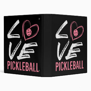 Love Pickleball Heart Pickle Ball Women Girls Kids 3 Ring Binder