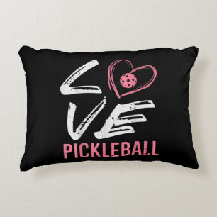 Love Pickleball Heart Pickle Ball Women Girls Kids Accent Pillow