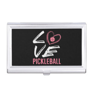 Love Pickleball Heart Pickle Ball Women Girls Kids Business Card Case