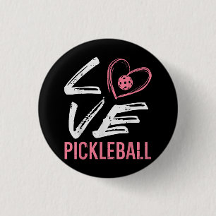 Love Pickleball Heart Pickle Ball Women Girls Kids Button