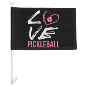 Love Pickleball Heart Pickle Ball Women Girls Kids Car Flag