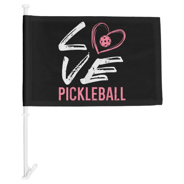 Love Pickleball Heart Pickle Ball Women Girls Kids Car Flag (Front)